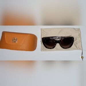 Tory Burch Tortoise Shell Sunglasses with Orange Case TY7097